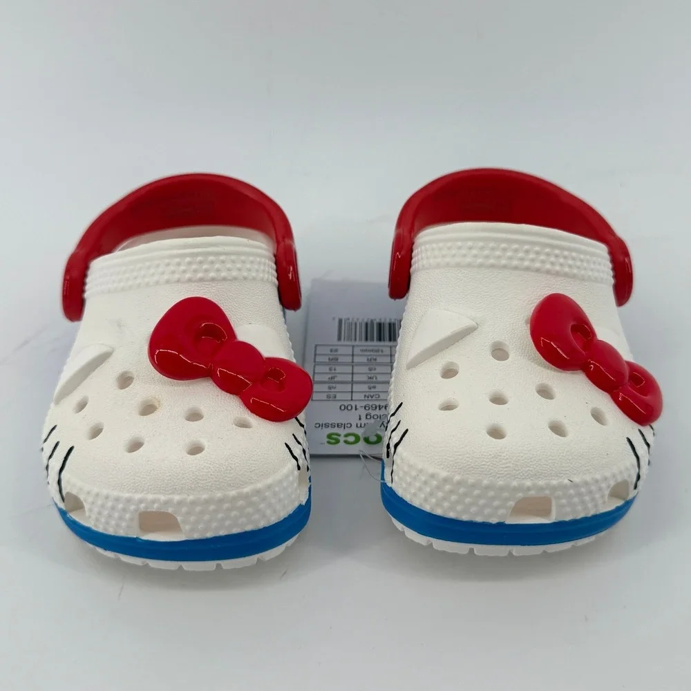 Crocs Hello Kitty IAM Classic Clog White 5 Toddler C5 Bow Red Cat Youth New